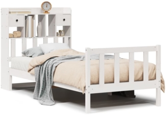 vidaXL Massivholzbett mit Regal ohne Matratze Weiß 90x200 cm Kiefer 3321738
