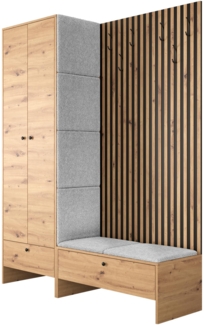 Garderoben-Set Melire III (Farbe: Artisan Eiche / Artisan eiche + Schwarz, Abriamo 06)
