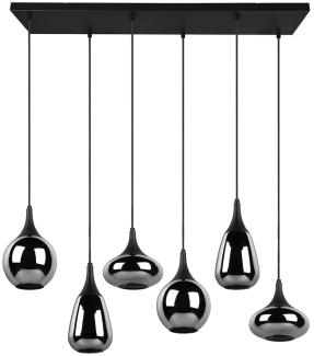 Hängeleuchte, Metall schwarz, Glas chrom bedampft, H 150 cm