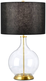 Elstead Lighting ORB-CLEAR-AB-BLK Tischleuchte Orb E27 60W Glas, Stahl, Kunstleinen, Altmessing H:67cm Ø36cm