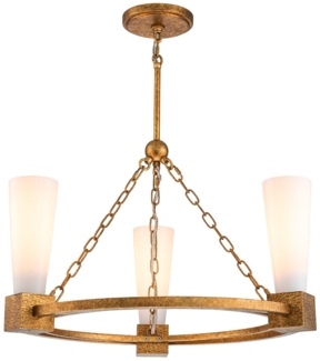 Elstead Lighting Kristy Kronleuchter 3-flammig Antik Gold Opalglas