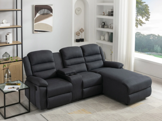Vente-unique - Ecksofa Relaxsofa - Ecke Rechts - Stoff - Anthrazit - MACEDONIA