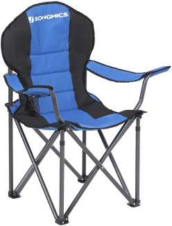 Campingstuhl Klappstuhl, gepolsterter Sitz mit Flaschenhalter, blau