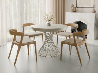 Compleo Esstisch Küchentisch, Runder Esszimmertisch 100-140, Metallbeine LUKO, Loft Stil