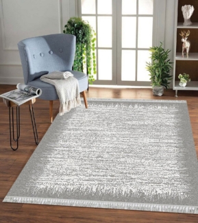 Jungengel Textilien Teppich Jungengel Textilien Teppich Ice Frame Design Waschbar Flach Grau