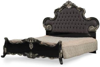 Casa Padrino Luxus Barock Doppelbett Anthrazit Grau / Schwarz / Silber - Prunkvolles Massivholz Bett - Luxus Schlafzimmer Möbel im Barockstil - Barock Schlafzimmer Möbel - Edel & Prunkvoll