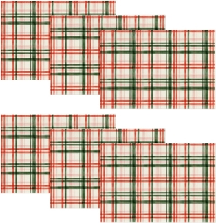 Rot-grün karierte Weihnachtstischsets im Büffelkaromuster, 6-teilig, 12x18 Zoll, saisonale Wintertischsets, perfekt für Partys, Küche und Esszimmerdekorationen - speziell für Weihnachten entworfen.