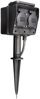 Gartensteckdose McPower, 4-fach, IP44, mit Erdpieß, 3m Kabel