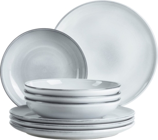 Teller Set fr 4 Personen mit Speisetellern und Suppentellern in moderner nordischer Form, 8-teiliges Tafelservice; Blau