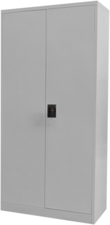 Bisley Toolless Metallschrank abschließbar - Stahlschrank mit 3-Punkt-Schloss & Flügeltüren - Aktenschrank aus Metall mit 4 Fachböden für 5 Ordnerhöhen - Farbe: lichtgrau, FTL09-645