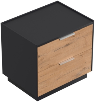 Design Nachttisch Kommode Artem 60cm B, 2 Softeinzüge Oak : Oak / Grafit