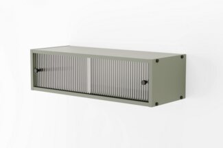 Beautysofa Wandregal modernes geschlossenes Wandregal mit geriffelten Glastüren ARROCCO, B:81/H:22,5/T:30CM, Farbe: weiß, beige, schwarz, pastellgrün