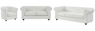 Vente-unique - Sofas 3-Sitzer, 2-Sitzer & Sessel - Kunstleder - Weiß - CHESTERFIELD