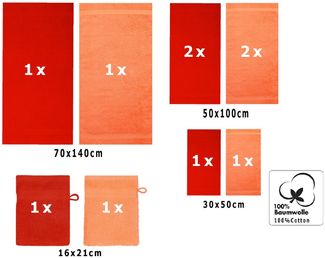 Betz Handtuch Set 10-TLG. Handtuch-Set Premium Farbe Rot & Orange, 100% Baumwolle (Set, 10-St)