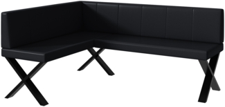 MEBLINI Eckbank für Esszimmer - Küchenbank - Essecke - Sitzecke Küche - PETER - X-Beine 128 x 168 x 87 cm Links - Schwarz Kunstleder