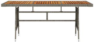 vidaXL Gartentisch Grau 160x70x72 cm Poly Rattan & Massivholz Akazie 318697