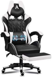 ALFORDSON Gaming-Stuhl Bürostuhl, Integrierte Fußstütze, mit Lendenwirbelkissen, 150° Neigungsverstellung, PU-Ledersitz mit hoher Rückenlehne