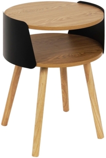 Nachttisch Belina / 300.001744 , Echtholz, Holzwerkstoff, Stahl , Schwarz, Holzfarben , 40 x 55 x 40 cm