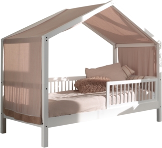 Hausbett >Buche Massiv< in Buche massiv weiß lackiert - 207,5x170x97,5 (BxHxT)