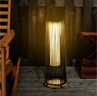 BlingBin LED Gartenleuchte Solarlampe Rattan mit Lichtsensor LED Solarleuchte, Solarlaterne, Aufladbar, LED fest integriert, Warmweiß, Outdoor Lampe, Wegbeleuchtung für Garten Balkon Außen Hof