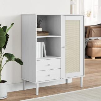 vidaXL Highboard SENJA Rattan-Optik Weiß 90x40x112 cm Kiefernholz 358056