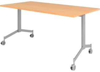 mcbuero. de Klapptisch fahrbar 160x80cm Buche