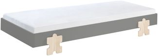 Stapelbett >Moldulo< 90x200 cm, inkl. Lattenrost, grau lackiert - 203,6 x 27,5 x 93,8 cm (BxHxT)