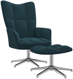 vidaXL Relaxsessel mit Hocker Blau Samt [328138]