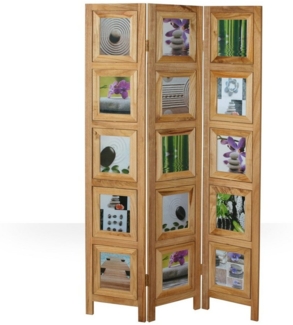 Homestyle4u Paravent Raumteiler Holz Trennwand Fotowand Indoor Sichtschutz faltbar Fotos (3-teilig), Natur, Einzelelemente 360 Grad drehbar