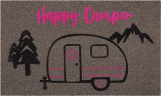 Wecon home Fußmatte Happy Camper, rechteckig, Höhe: 18 mm, rutschfest, robust, innen, Außenbereiche überdacht, schwer