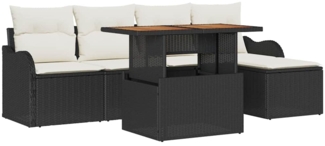 vidaXL Garten-Sofa-Set mit Kissen 6 pcs Schwarz und Creme 3349445