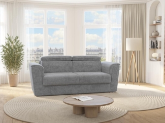 Vente-unique - Schlafsofa mit Matratze 4-Sitzer - Stoff - Grau - Liegefläche 160 cm - Matratze 22 cm - RIZORA