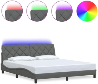 vidaXL Bettgestell mit LED ohne Matratze Dunkelgrau 180x200 cm Stoff 3310686