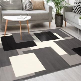 Mazovia Designteppich Modern Teppich Kurzflor Wohnzimmerteppich Robust und pflegeleicht GRAU, 80 x 150 cm, Fußbodenheizung, Allergiker geeignet, Farbecht, Pflegeleicht, Geometrisch