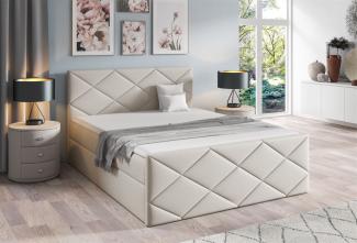 Boxspringbett Schlafzimmerbett KOSMOS 160x200 cm Stoff Inari Beige