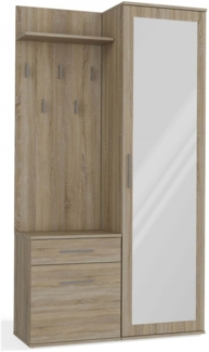 Selsey 'Duvio' Flurgarderobe mit Schrank und Spiegel, Eiche Sonoma, 100 cm