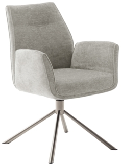 2er Set Sesselstuhl Diveria, 360° drehbar - Taupe / Edelstahl