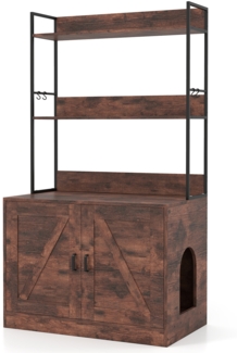 Katzenschrank für Katzentoilette mit Bücherregal Katzenklo Schrank Katzenhaus mit Eingang Braun