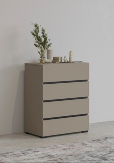 INOSIGN Kommode Cross,Breite 60 cm, moderne grifflose Sideboard,4 Schubkästen, Schubladenschrank mit viel Stauraum, Flur Highboard