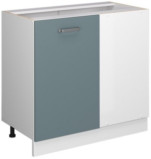Vicco Eckschrank R-Line, Blau-Grau/Weiß, 86 cm ohne Arbeitsplatte