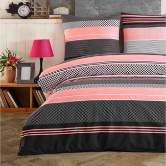 Buymax Bettwäsche Zigo, Renforcé, 4 teilig, Bettbezug-Set 135x200 cm 100% Baumwolle mit Reißverschluss, Streifen