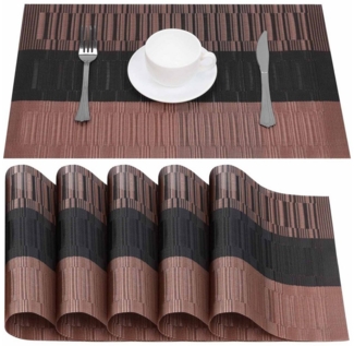REDOM Platzset 6er Set rutschfest Tischset doppelseitig Untersetzer, (Tischmatte Tischuntersetzer 30x45 cm, 6-St, Rutschfest Hitzebeständig Schmutzabweisend Abwaschbar), für Esstisch Küche Esszimmer Garten Büro Restaurant