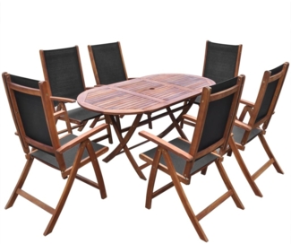 vidaXL 9-tlg. Garten-Essgruppe mit Auflagen Massivholz Akazie 42649