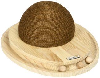 PawHut Kratzbaum Kratzspielzeug mit Kratzbrett und Kugelbahn, Kiefernholz, Natur+Kaffee, BxTxH: 39.5x32.5x14.5 cm