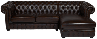 Vente-unique - Chesterfield Ecksofa - Ecke Rechs - Büffelleder - Dunkelbraun - BRENTON