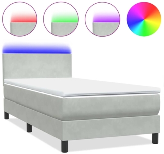 vidaXL Boxspringbett mit Matratze Hellgrau 80x220 cm Samt 3316713