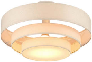 Tukrool Deckenleuchte Deckenlampe Einziehbarer Lampenschirm,Beige Triple Velvet Kronleuchter, LED wechselbar, Dimmbar LED fest integriert,3 CCT lampe für Schlafzimmer,Küche,Büro