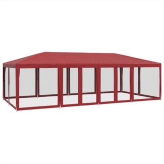 vidaXL Partyzelt mit 12 Mesh-Seitenteilen Rot 8x4 m HDPE 4010075
