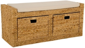 VIVANNO Truhenbank Wasserhyazinthe LORANTE - Natur Geflochten (1-St), 100x40x45 cm