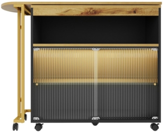 i@home Bartisch Stehtisch Bistrotisch,Hochtisch,Kücheninsel, Bistro Table (138-204×39×105cm, Bis 60 kg belastbar), Moderner Beweglicher Bar, Teleskopischer Bartisch mit LED, Schwarz